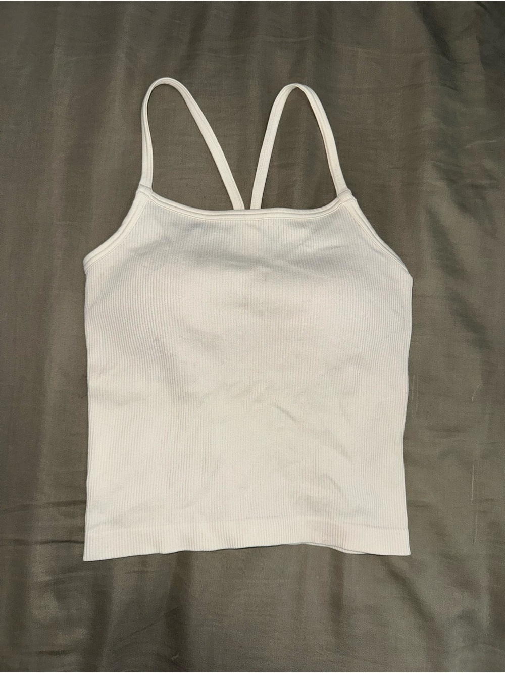 Uniqlo White Ribbed Double-Strap Camisole